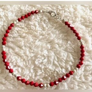 Red crystal beaded anklet